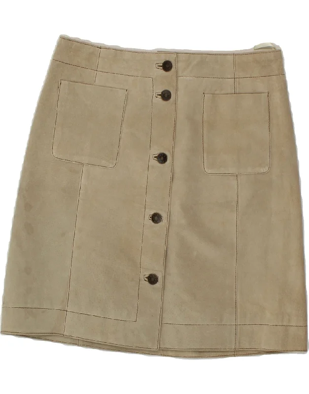 HELLINE Womens Suede A-Line Skirt UK 12 Medium W30  Beige lace skirt intricate