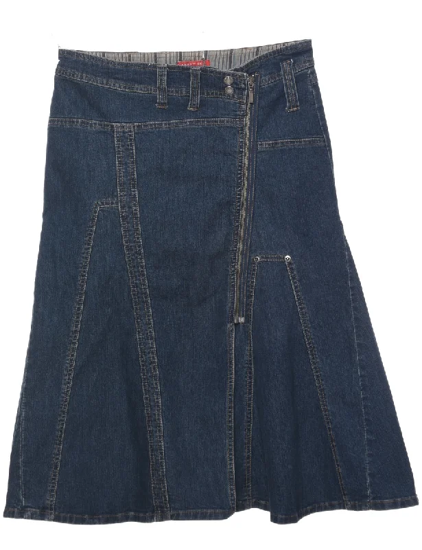 Indigo Denim Skirt - M ribbed skirt waist