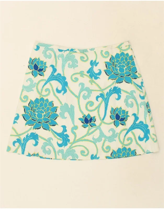 LAURA ASHLEY Womens Mini Skirt UK 16 Large W34 Blue Floral Cotton cashmere skirt rich