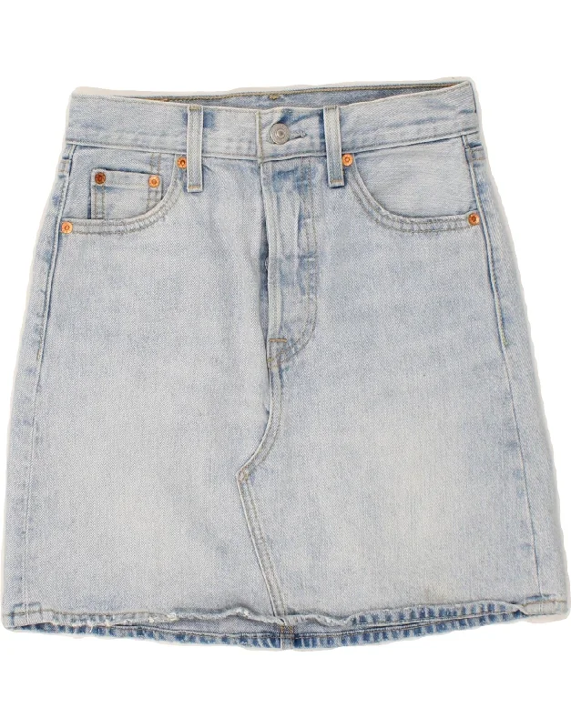 LEVI'S Womens Denim Skirt W26 Small Blue Cotton wool skirt sturdy