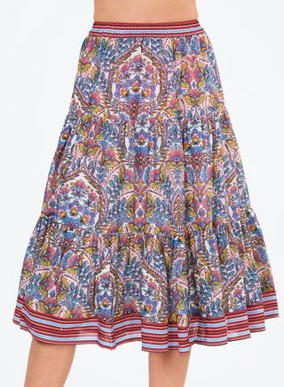 M.A.B.E Midi Skirt - Pia Print silk skirt luxurious