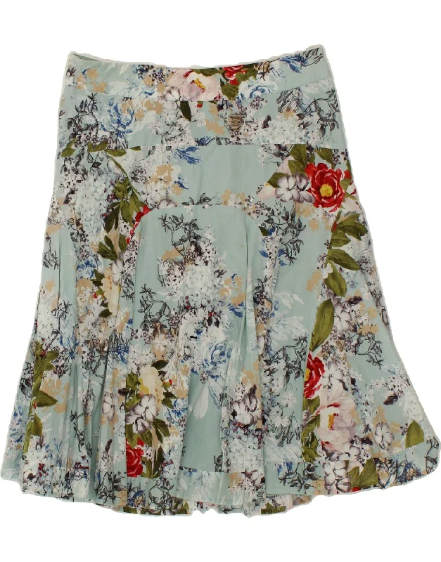PHASE EIGHT Womens A-Line Skirt UK 12 Medium W30  Blue Floral Cotton leather skirt modern