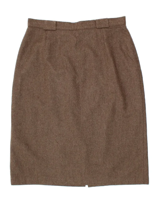 RENE Womens Pencil Skirt UK 18 XL W36 Brown Wool cashmere skirt plush