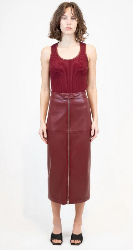 Simkhai Bianca Midi Skirt - Oxblood wool skirt thick