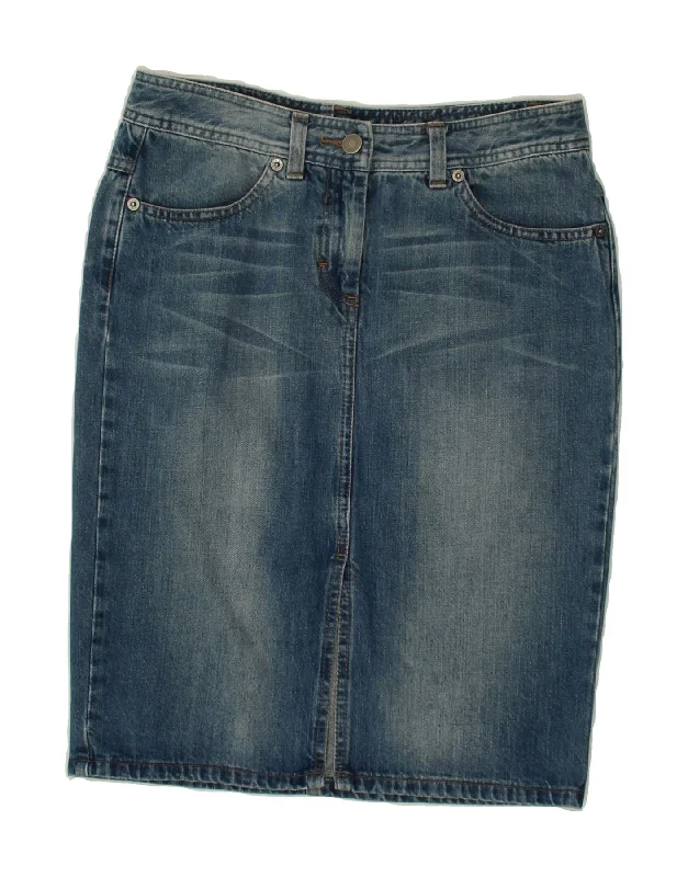 SISLEY Womens Denim Skirt IT 40 Small W28  Blue Cotton chiffon skirt floaty