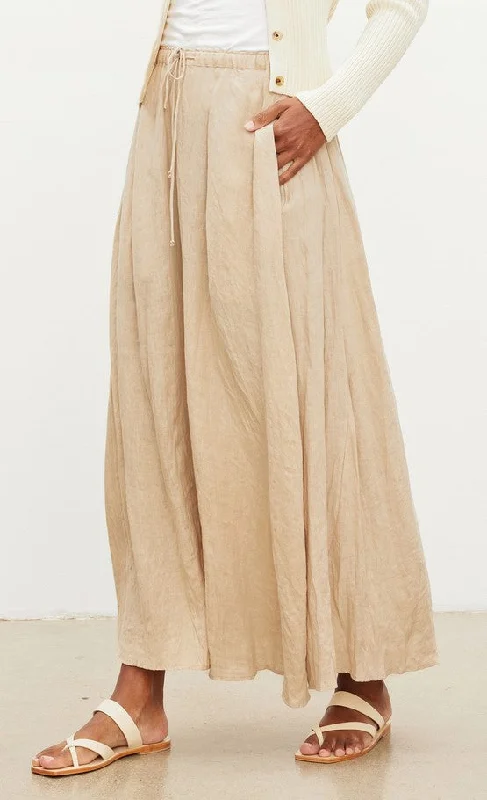 Velvet Bailey Linen Maxi Skirt - Bisquit silk skirt luxurious