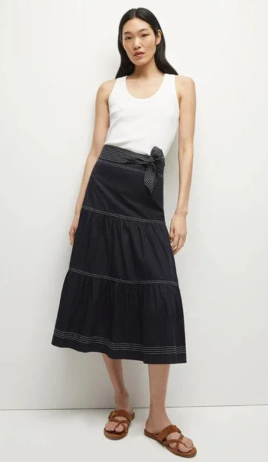 Veronica Beard Armida Skirt - Navy silk skirt sleek