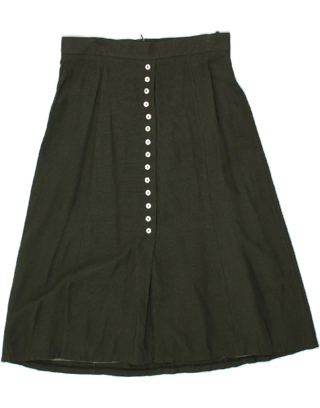 VINTAGE Womens A-Line Skirt IT 42 Medium W30 Green Viscose wrap skirt elegant