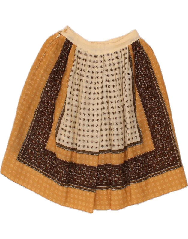 VINTAGE Womens Abstract Pattern A-Line Skirt W26 Small Brown denim skirt trendy