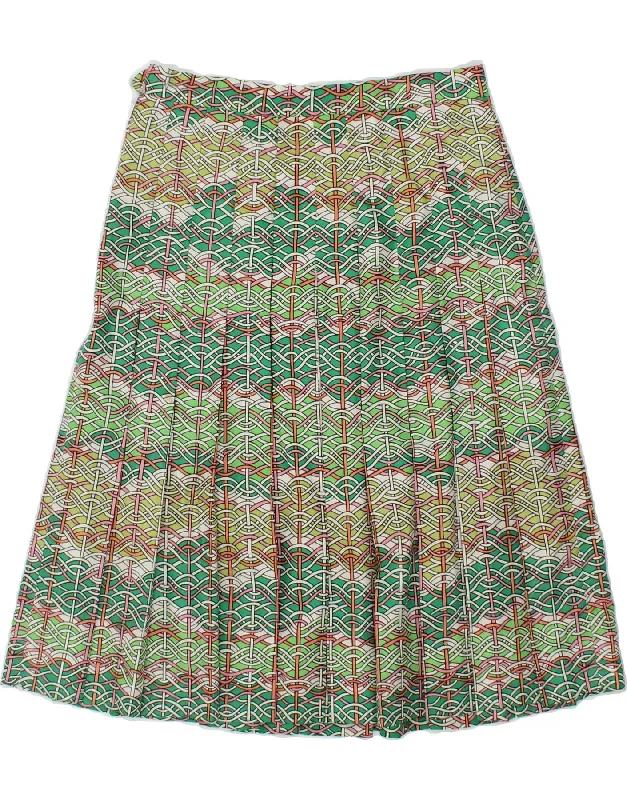 VINTAGE Womens Abstract Pattern Pleated Skirt W30 Medium Green pleated skirt texture