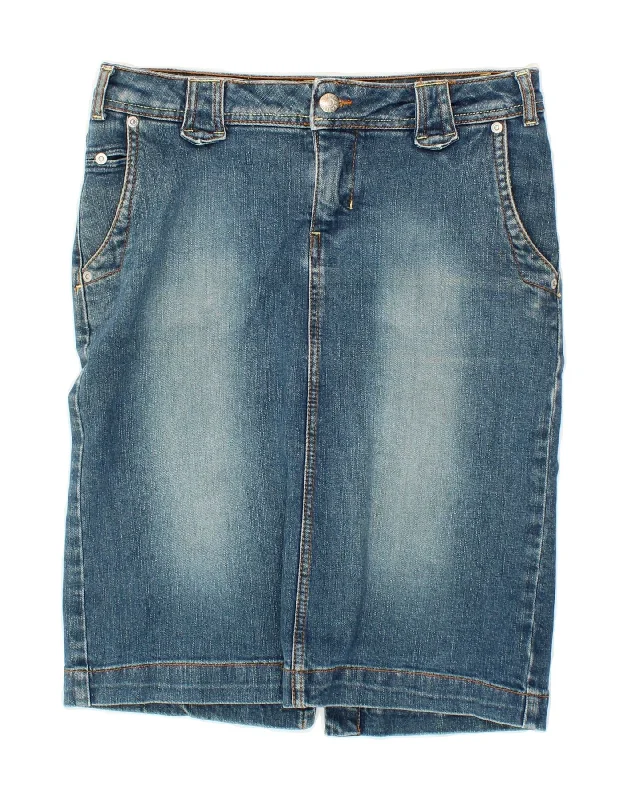 VINTAGE Womens Denim Skirt UK 10 Small W27  Blue Cotton lace skirt feminine