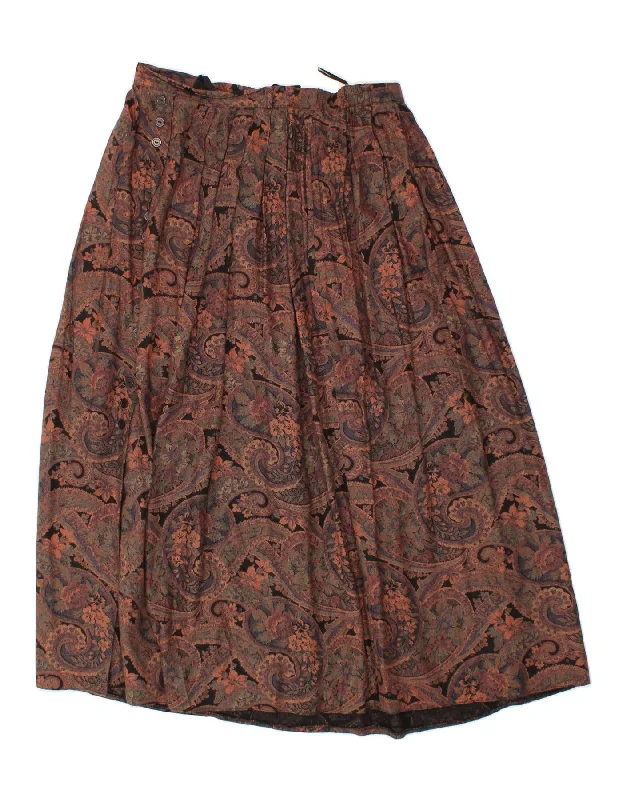 VINTAGE Womens Flared Skirt UK 14 Large W30 Multicoloured Paisley Viscose wool skirt warm
