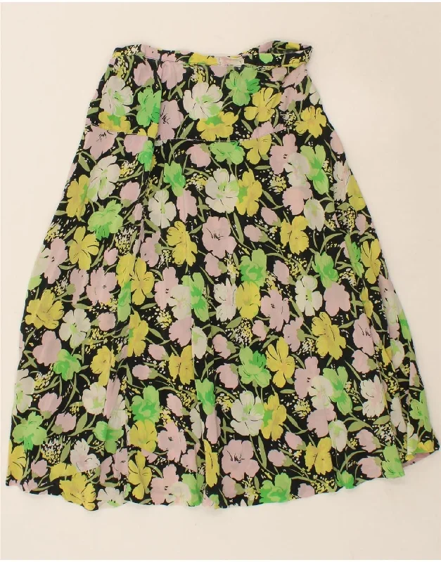 VINTAGE Womens Flared Skirt W28 Medium Multicoloured Floral wool skirt warm