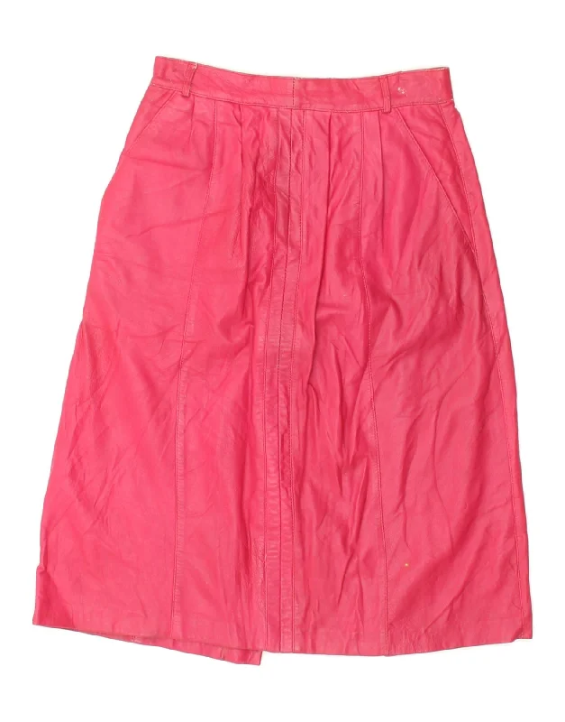 VINTAGE Womens Leather Skirt IT 42 Medium W26  Pink lightweight skirt design