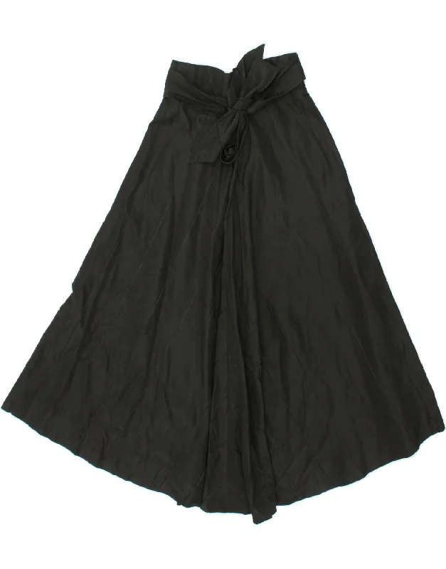 VINTAGE Womens Maxi Flared Skirt W26 Small Black Geometric pleated skirt texture