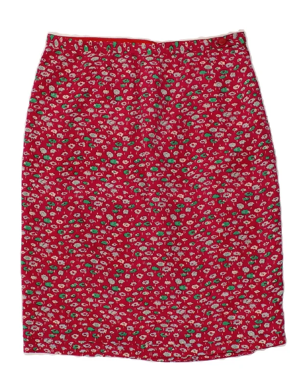VINTAGE Womens Pencil Skirt W30 Medium Pink Floral cashmere skirt fine