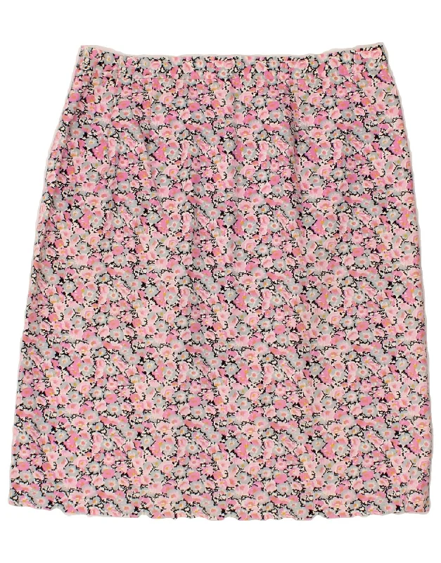 VINTAGE Womens Pencil Skirt W34 Large Pink Floral corduroy skirt durable