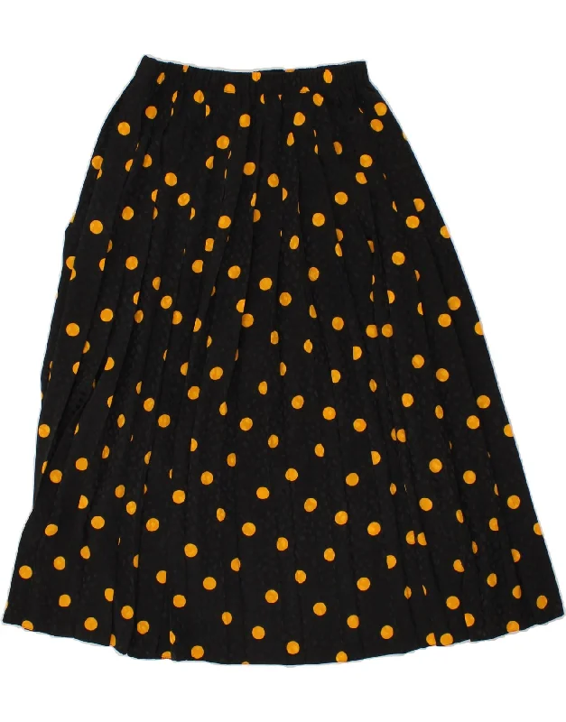VINTAGE Womens Pleated A-Line Skirt W26 Small Black Polka Dot velvet skirt luxury