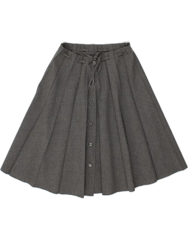 VINTAGE Womens Pleated A-Line Skirt W30 Medium Grey asymmetrical skirt cut