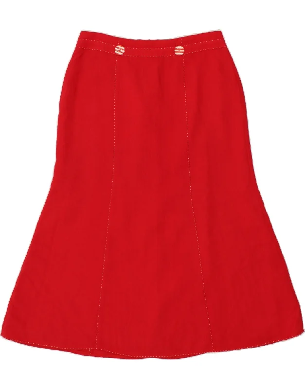 VINTAGE Womens Trumpet Skirt UK 12 Medium W32  Red Rayon leather skirt sleek