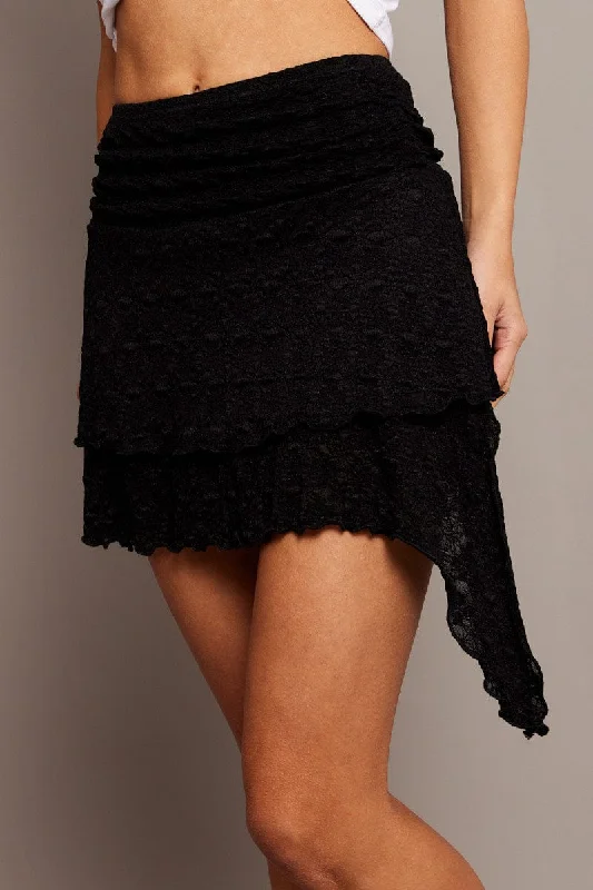 Black Mini Skirt Lace cotton skirt soft