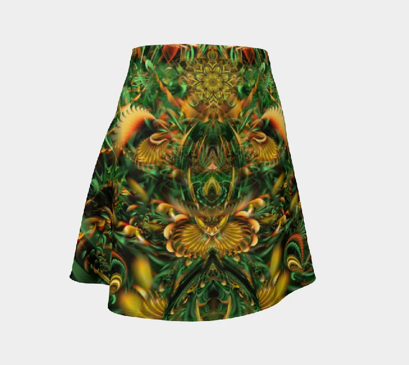 CRACKING THE SEED FLARE SKIRT silk skirt lustrous