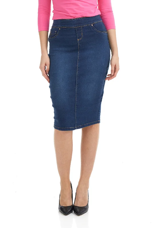 High Waisted Pull-on Jean Pencil Skirt 'Siena' mini skirt trendy