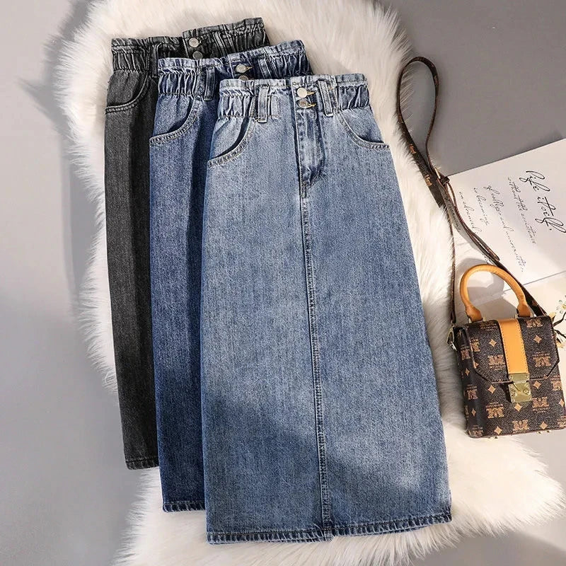 Denim Skirt Women High Waist Wrapped Hip Skirt Casual Skirt tiered skirt playful