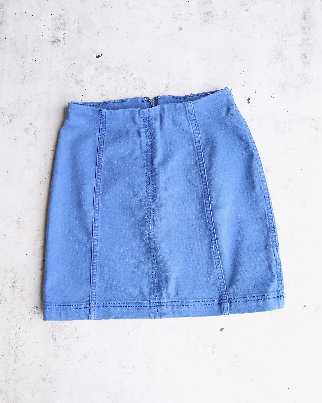 Free People - Modern Femme Novelty Mini Denim Skirt in Turquoise/Lapis Lazuli leather skirt bold