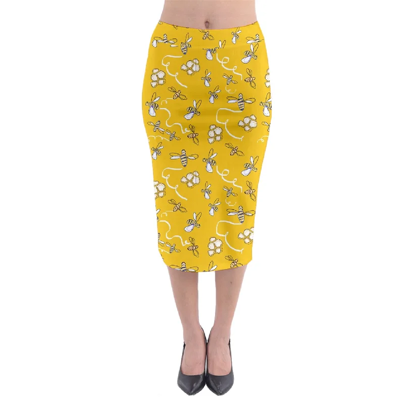 Honeybees Midi Pencil Skirt denim skirt stylish