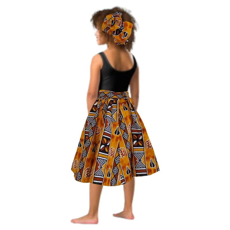 Kids African Print Midi Skirt seamless skirt comfort