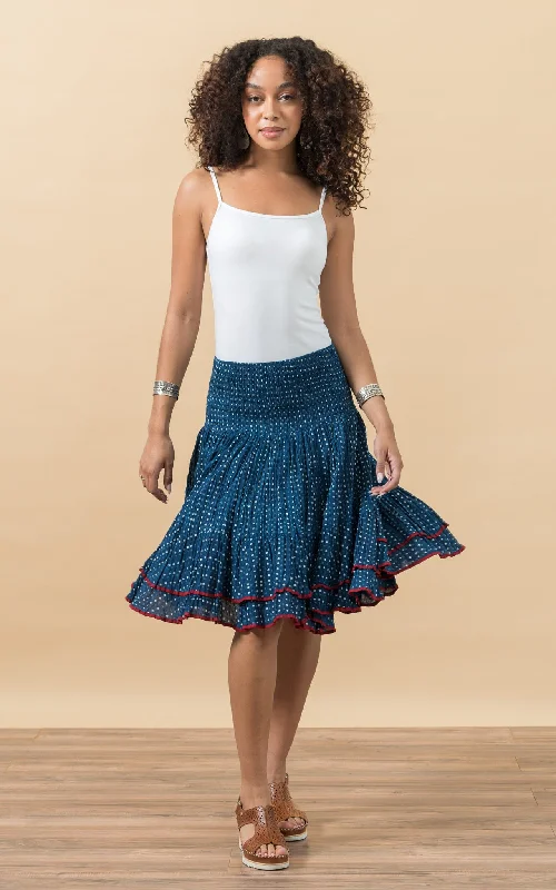 Macarena Skirt, Mini, Indigo Dot corduroy skirt comfortable