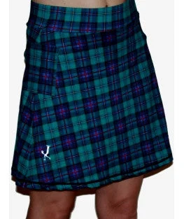 "Mad About Plaid" Women's Active Skirt / Kilt - Green/Blue button skirt front