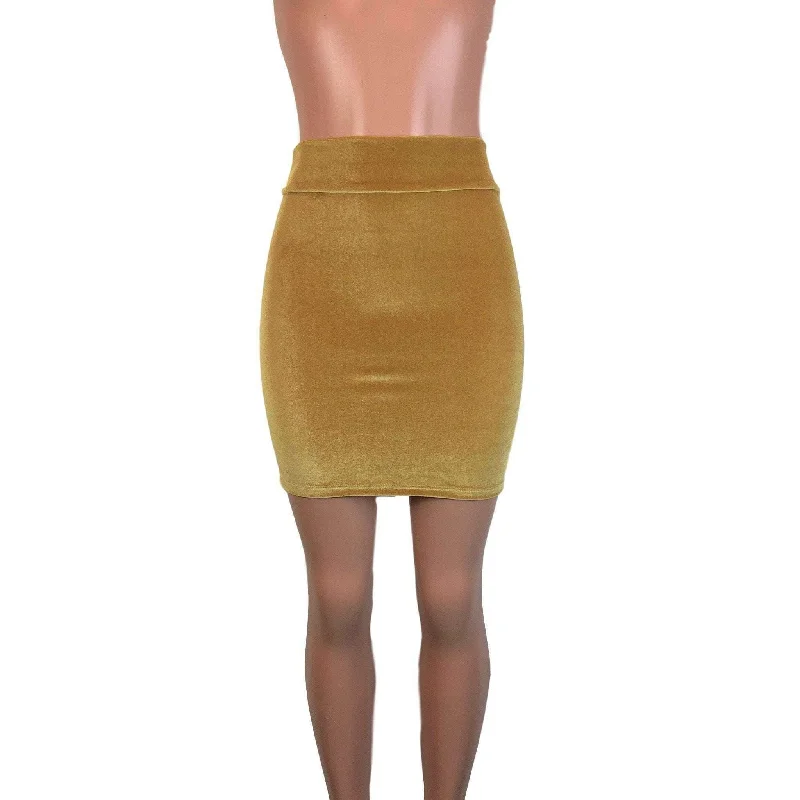 Pencil Skirt - Gold Velvet leather skirt sleek