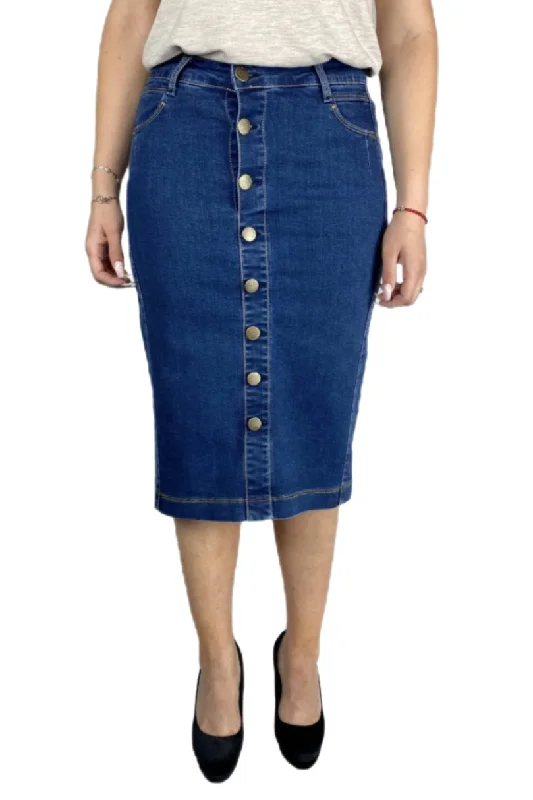 Plus Denim Button Skirt 214-53F seamless skirt comfort