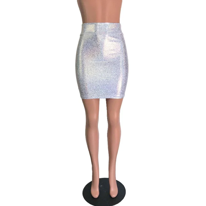 Pencil Skirt - Silver Holographic leather skirt durable