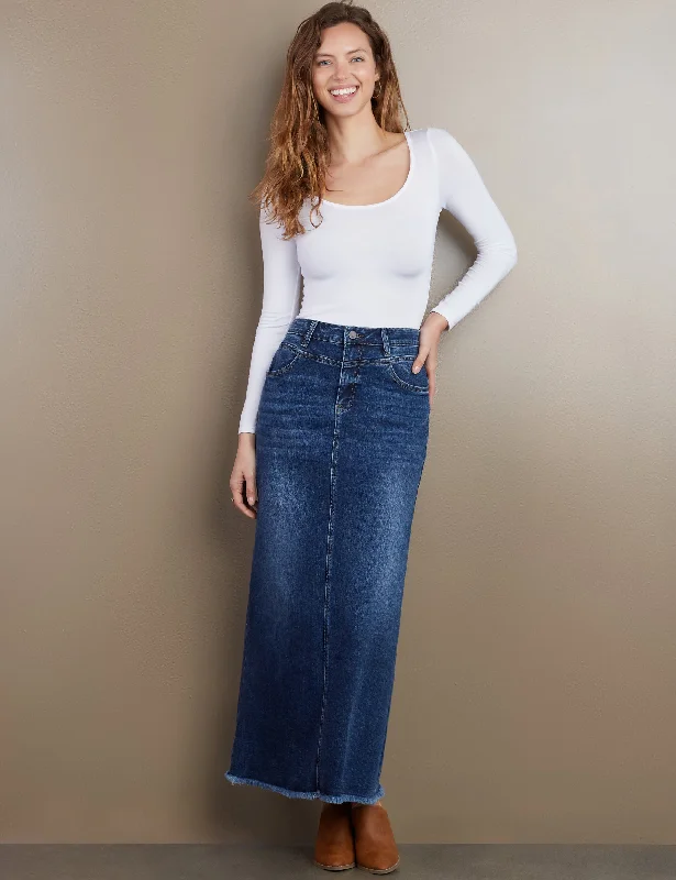 The Lowdown Denim Maxi Skirt lightweight skirt design