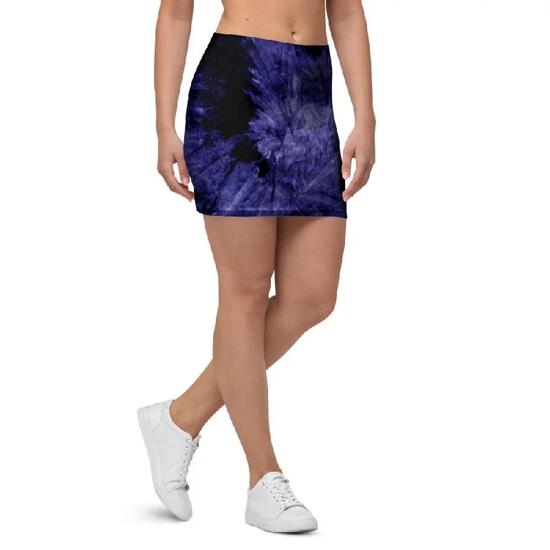 Tie Dye Blue Mini Skirt silk skirt luxurious