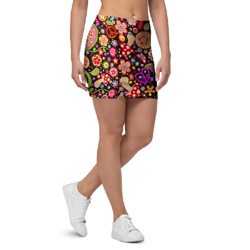 Trippy Hippie Mini Skirt wool skirt thick