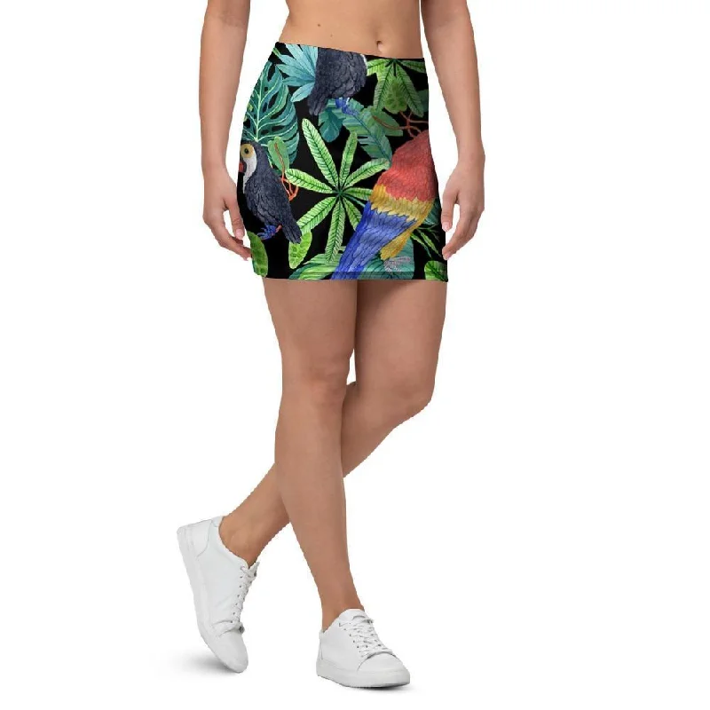 Tropical Bird Hawaiian Print Mini Skirt velvet skirt plush