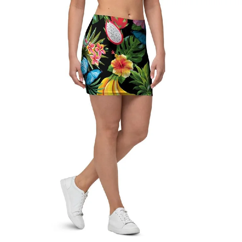 Tropical Fruit Hawaiian Print Mini Skirt velvet skirt sumptuous